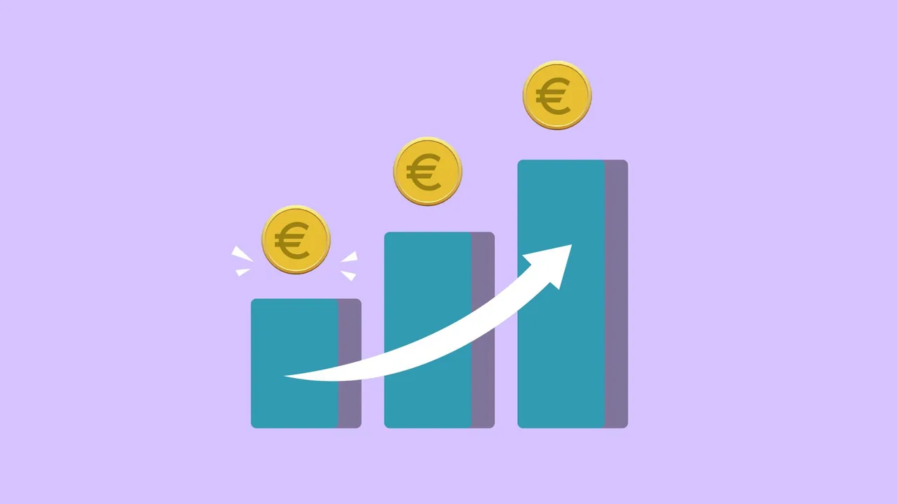 An upward financial growth chart with a green arrow, representing investment returns